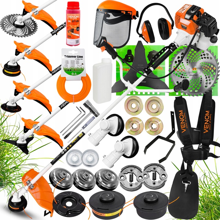 KOSA SPALINOWA VENOM PODKASZARKA SILNIK 3xGŁOWICA 2xTARCZA OLEJ 20W1