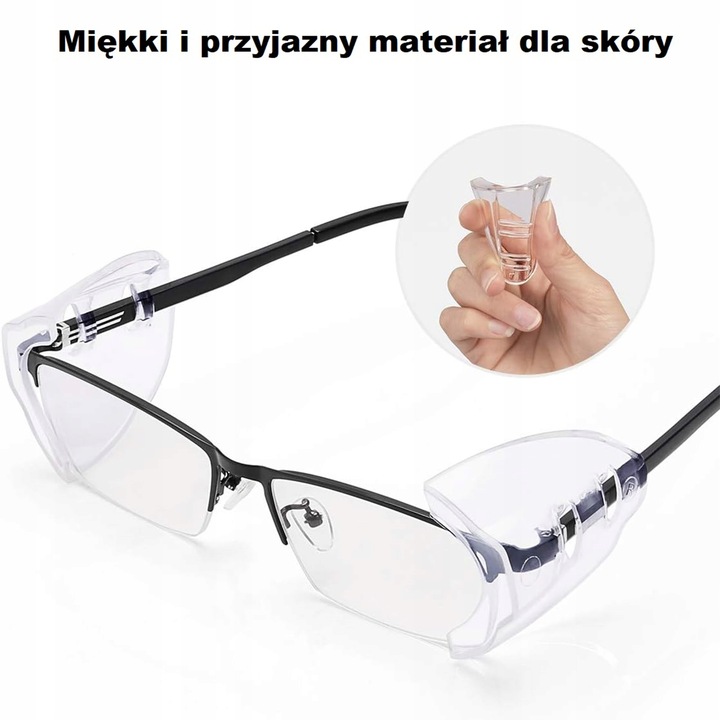Osłony Boczne Nakładki Do Okularów Ochronnych Przezroczyste Miękkie 6