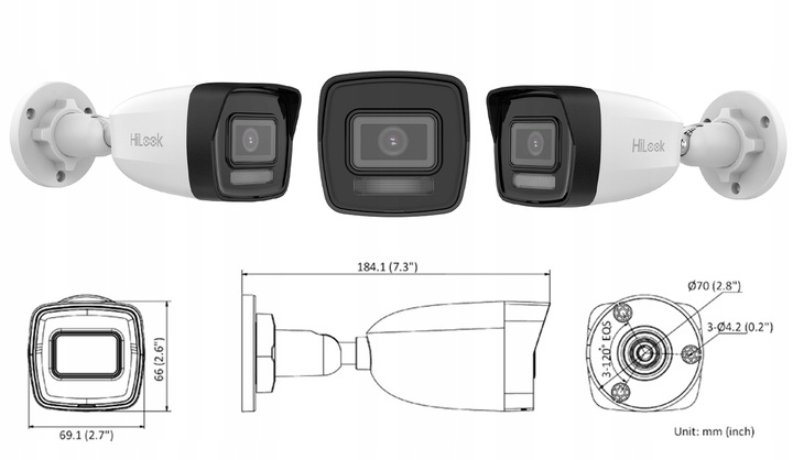 Zestaw monitoringu do Domu 6 kamer IP Hikvision HiLook IPCAM-B4-30DL 4Mpx