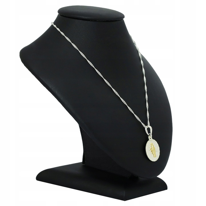 SREBRNY ŁAŃCUSZEK NASZYJNIK CUDOWNY 925 PAMIĄTKA I KOMUNII CHRZEST PREZENT