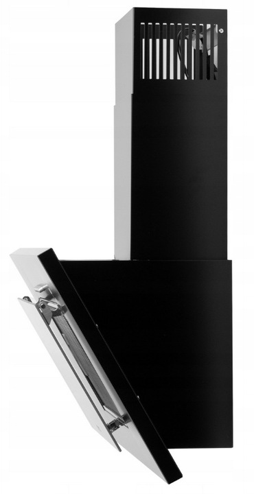 OKAP Kuchenny MAAN VERTICAL 60cm Czarny ŚCIENNY SZKŁO LED CICHY LUX