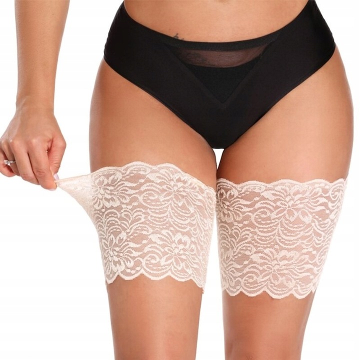 OPASKI NA UDA PRZECIW OTARCIOM KORONKA BEŻOWE 3/4