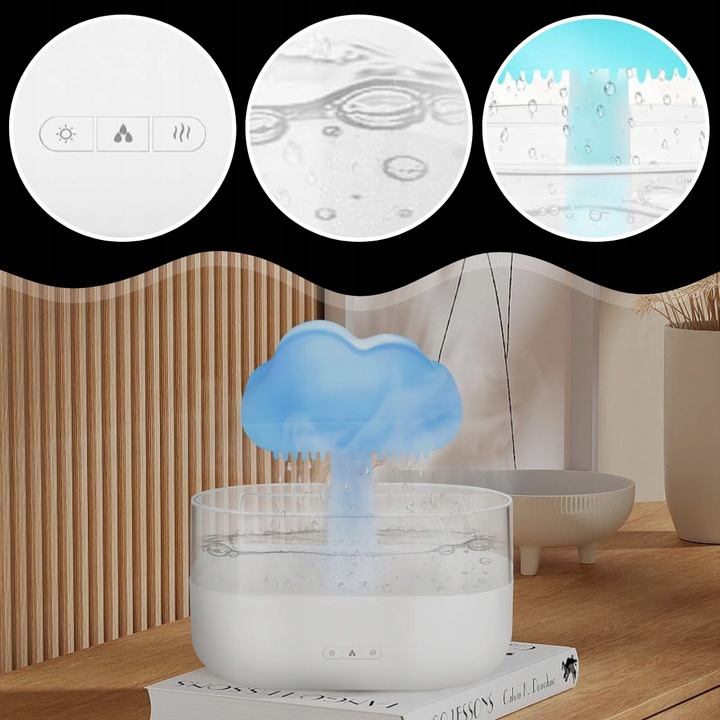 DUŻY NAWILŻACZ POWIETRZA DYFUZOR AROMATERAPIA GRZYBEK LAMPKA NOCNA LED