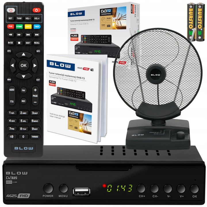 TUNER DEKODER DVB-T2 TV H.265 HEVC FULL HD USB HDMI ANTENA DVB-T2