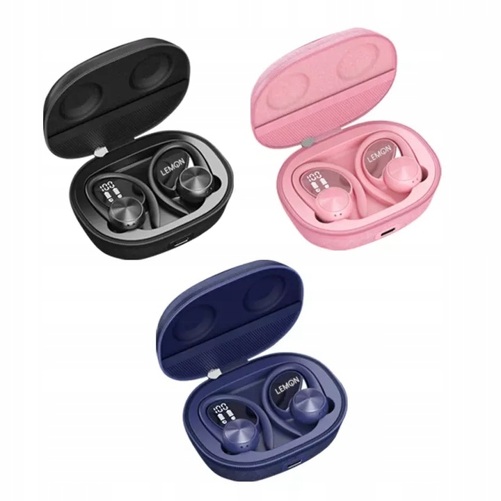 SPORTOWE SŁUCHAWKI BEZPRZEWODOWE BLUETOOTH DOUSZNE POWERBANK TWS LEMON