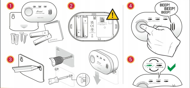 CZUJNIK DETEKTOR SYGNALIZATOR TLENKU WĘGLA CZADU WYŚWIETLACZ KIDDE
