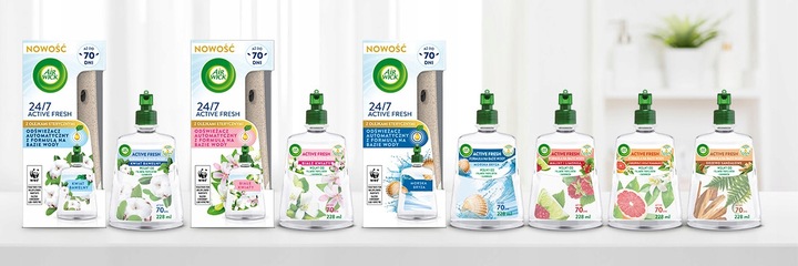 Air Wick Active Fresh dyfuzor + wkład Białe Kwiaty Komplet 2 x 228 ml