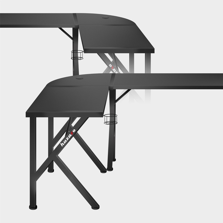 Biurko narożne gamingowe HUZARO czarne komputerowe młodzieżowe do