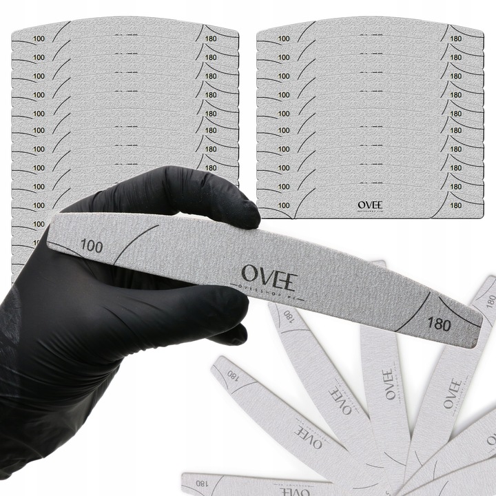 PILNIKI 100/180 pilniczki mocne do piłowania PAZNOKCI SLIM Ovee 50 sztuk