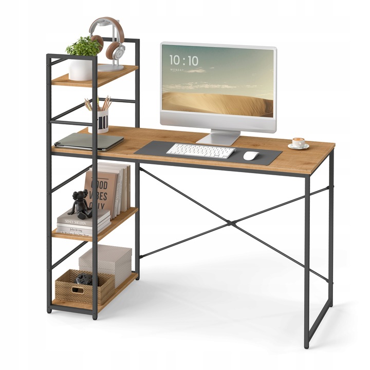 Biurko z Regałem MAX 4.0 Nowoczesne Loft Do Pokoju Biura Dąb