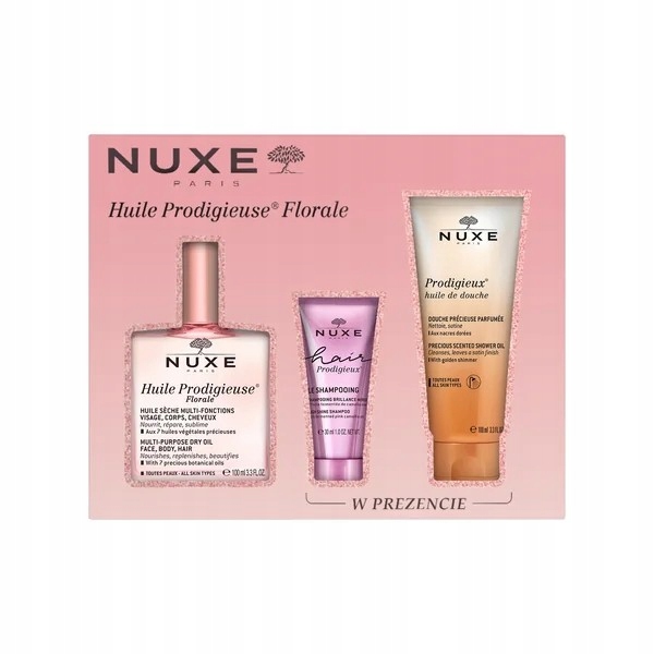 NUXE Prodigieuse Florale zestaw olejek 100ml+szampon30ml+olejek 100ml