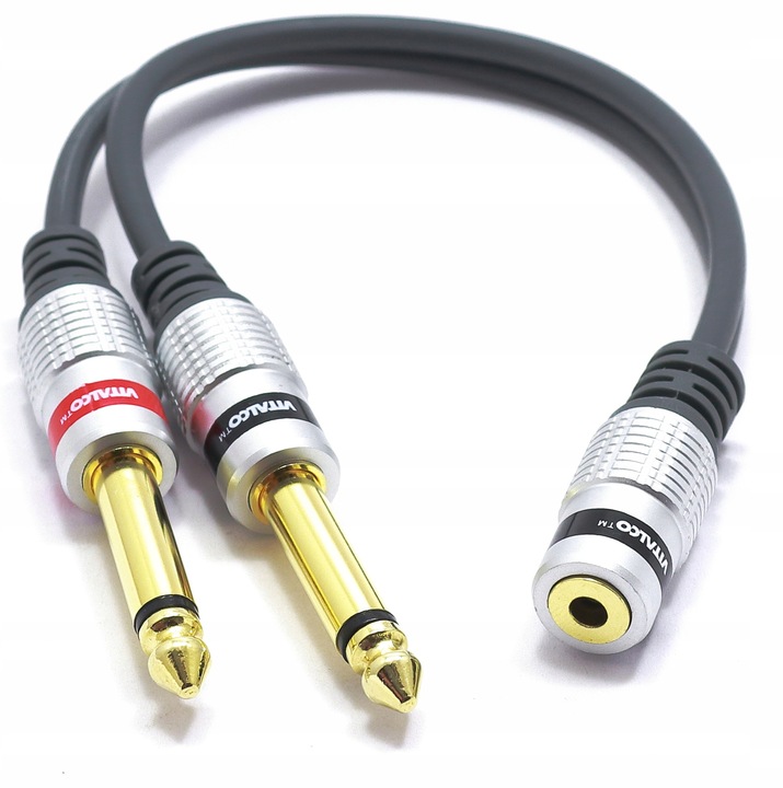 ADAPTER GNIAZDO JACK 3,5 TRS STEREONA 2X 6,3 WTYK JACK TS MONO VITALCO