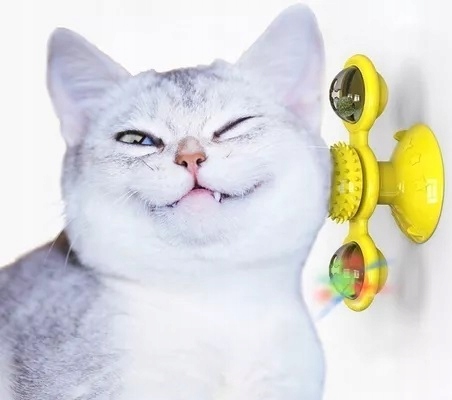 Gryzak z kocimiętką Interaktywna zabawka z przyssawką dla kota ŚWIECĄCA 360