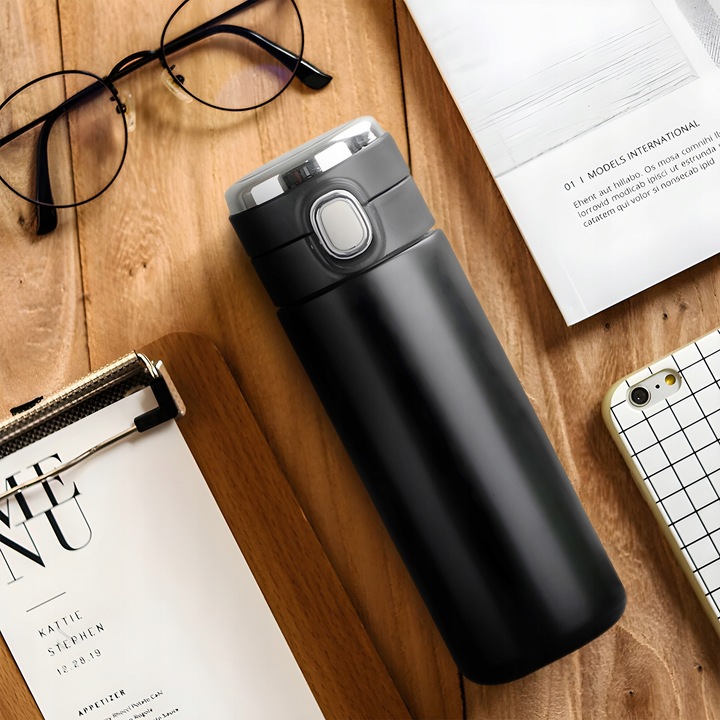 KUBEK TERMICZNY DUŻY TERMOS Z USTNIKIEM 420ML LCD SMART