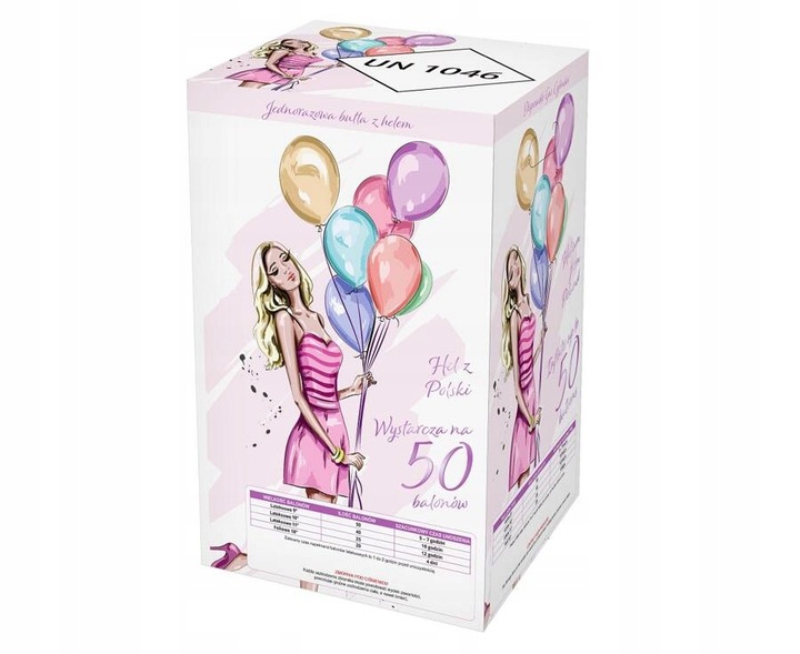 Jednorazowa Duża Butla Z Helem Do 50 Balonów 9" Na Imprezę Wesele