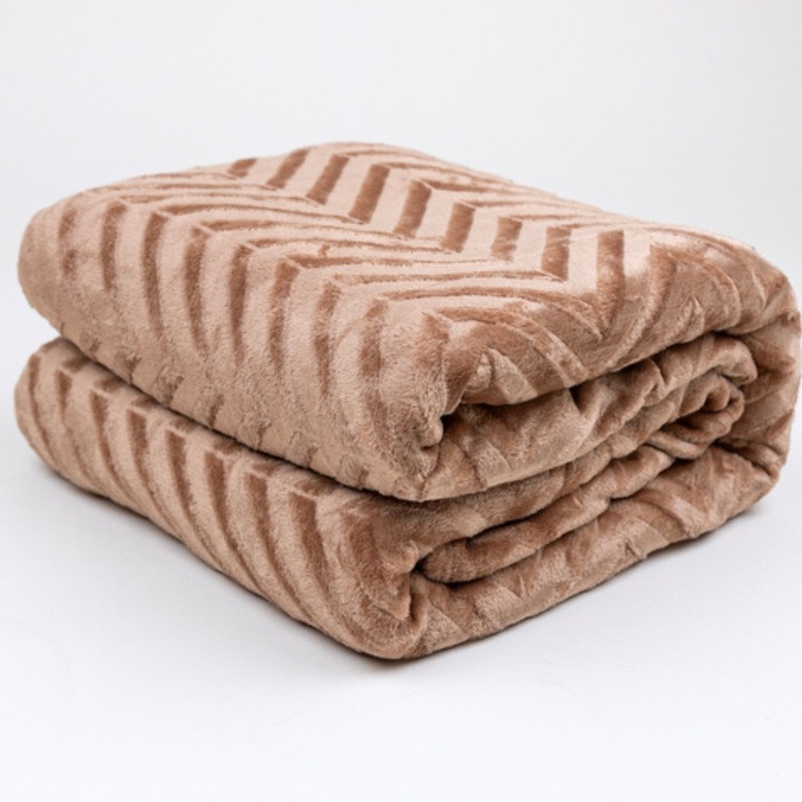 CIEPŁY KOC OZDOBNY NARZUTA NA ŁÓŻKO PREZENT PLED 200X220 CM BRĄZOWY WZÓR