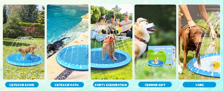 ZRASZACZ mata wodna dla małego średniego psa BASEN brodzik na lato upał 1m