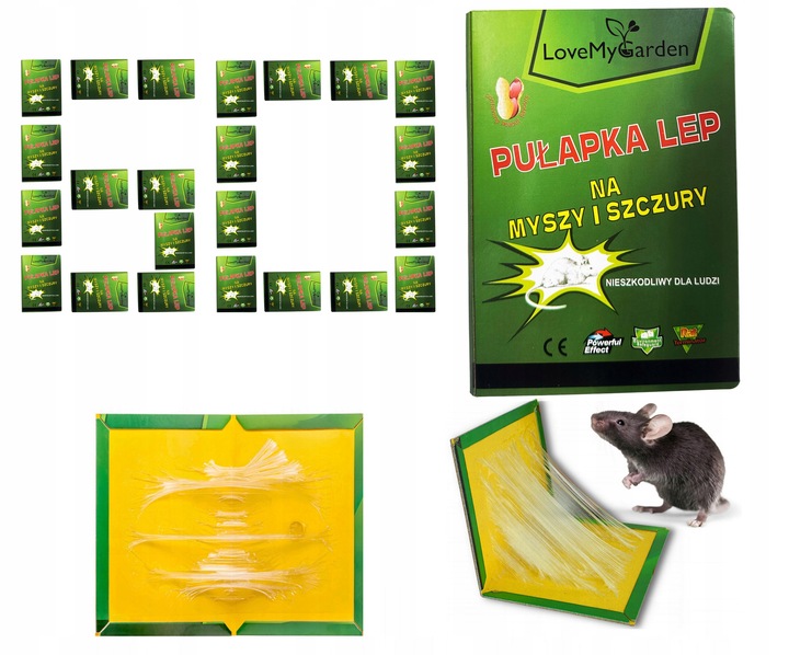 Zestaw 60 Lep na Myszy Szczury Myszołapka Mocna Łapka Lep Silny Klej