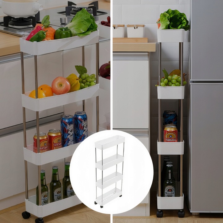 PÓŁKA ŁAZIENKOWA KUCHENNA SZAFKA NA KÓŁKACH REGAŁ 4 POZIOMOWY Z