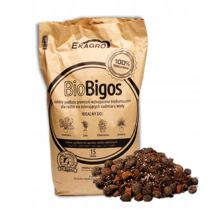 Podłoże Bigos Lekka BIO Ziemia do Monstery Kwiatów15L Wzbogacone
