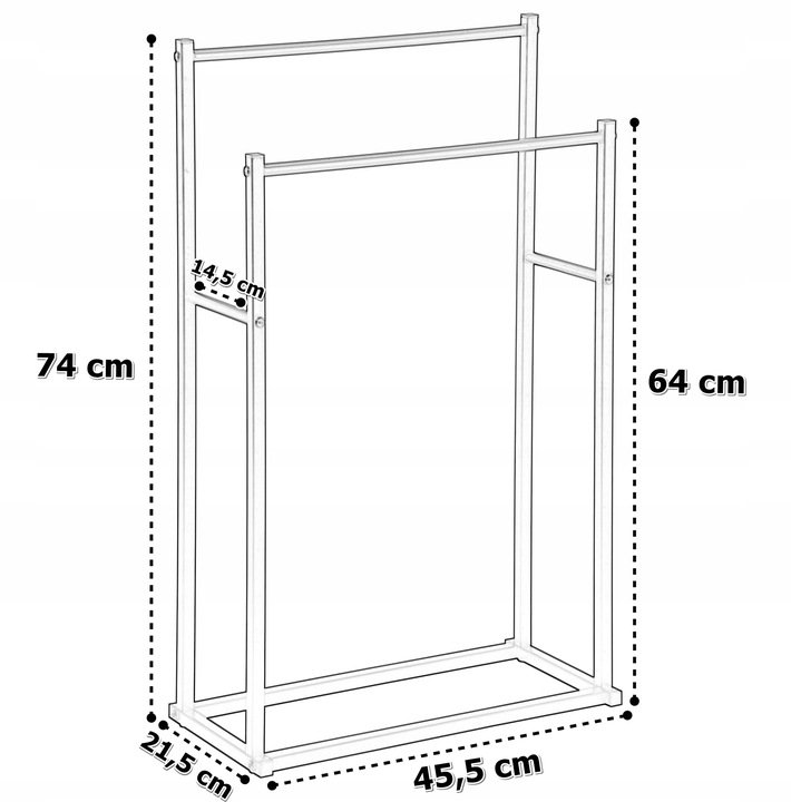 WIESZAK STOJAK NA RĘCZNIKI STOJĄCY PODŁOGOWY ŁAZIENKOWY METALOWY 2 RAMIONA
