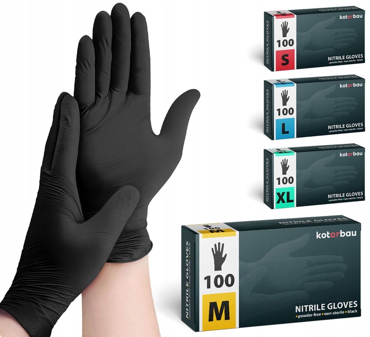 RĘKAWICE M RĘKAWICZKI JEDNORAZOWE CZARNE NITRYLOWE 100SZT NITRYL