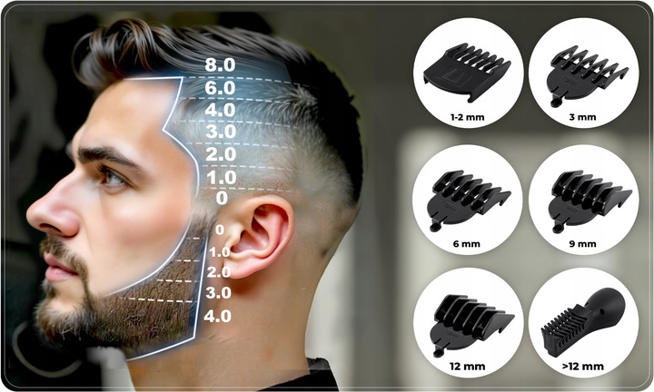 Trymer maszynka do włosów golarka do brody zarostu do golenia 6w1