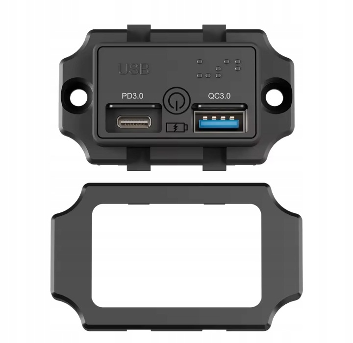 Gniazdo samochodowe montażowe 12V 24V USB PD3.0 QC3.0 IP55 LED ON OFF Dotyk