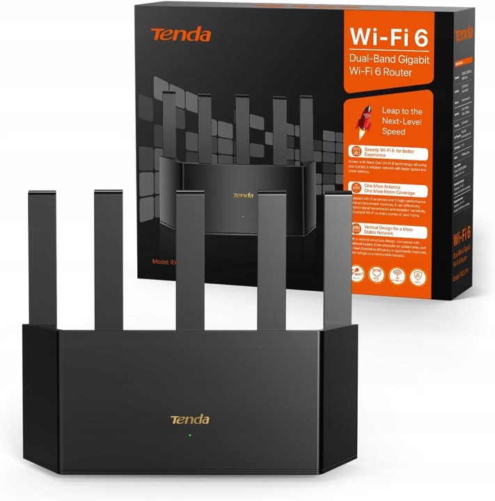 Router TENDA RX2L Pro Wi-Fi 6 AX1500 WAN/LAN VPN WPA3 5/2.4GHz MESH WIFI+