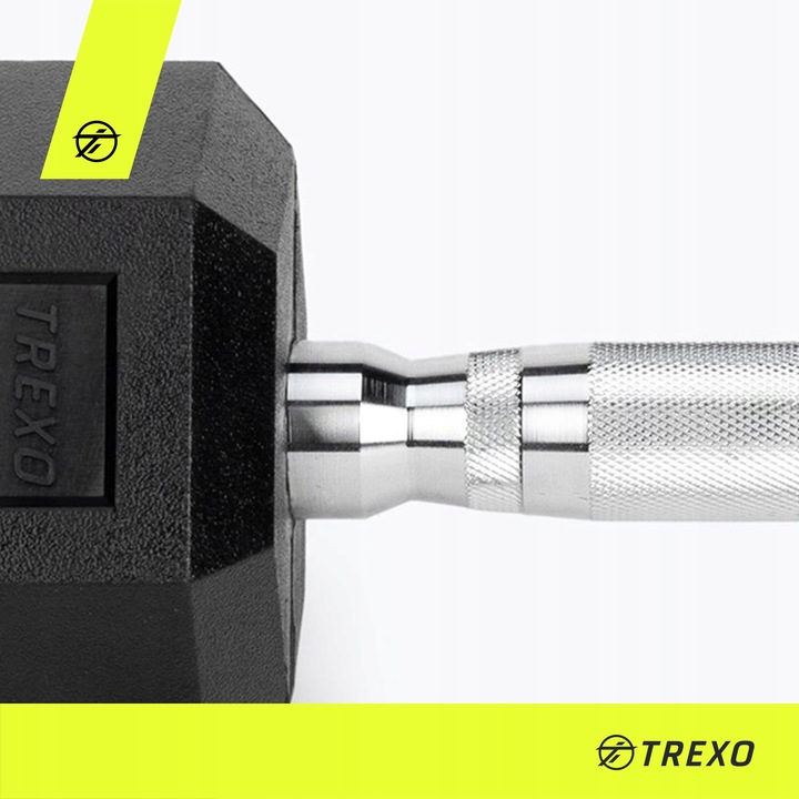 Hantel ogumowany TREXO Hex 5 kg Żeliwny ANTYPOŚLIZGOWY I SOLIDNY DO ĆWICZEŃ