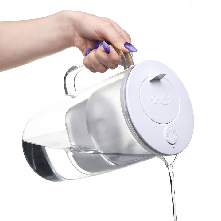 Dzbanek Filtrujący Szklany Biały Etiuda + 6 wkładów Pure+ Do Wody