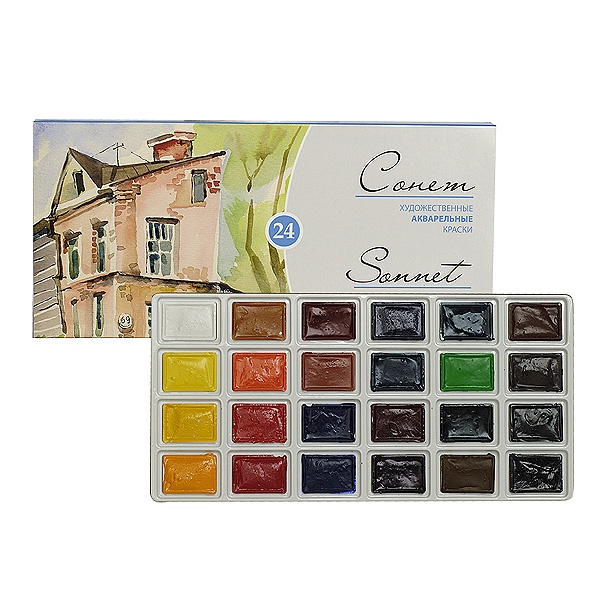 Zestaw AKWARELI SONNET 24 k do Zdobień Paznokci - oryginalne Farby Manicure