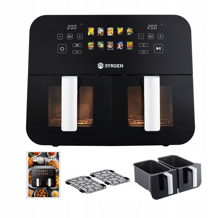 Frytkownica Beztłuszczowa Air Fryer BYRGEN 9L dwukomorowa 2400W