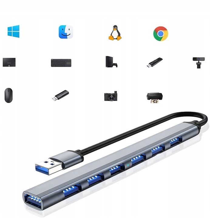 ROZGAŁĘŹNIK PORTÓW 7x USB HUB USB 2.0 3.0 JAKOŚĆ!