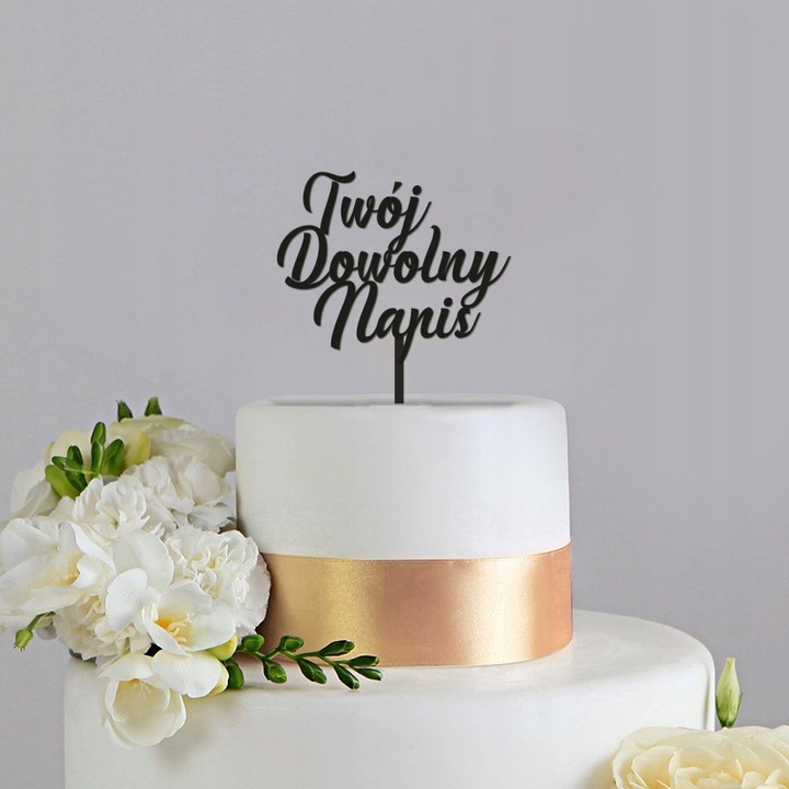 CZARNY TOPPER NA TORT DOWOLNY NAPIS URODZINY 30 40 18 dowolny tekst IMIĘ