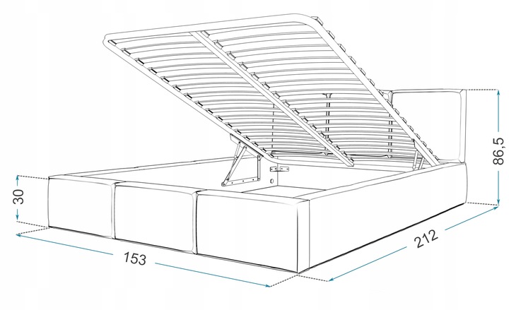 Łóżko 140x200 tapicerowane stelaż metalowy FRESIA
