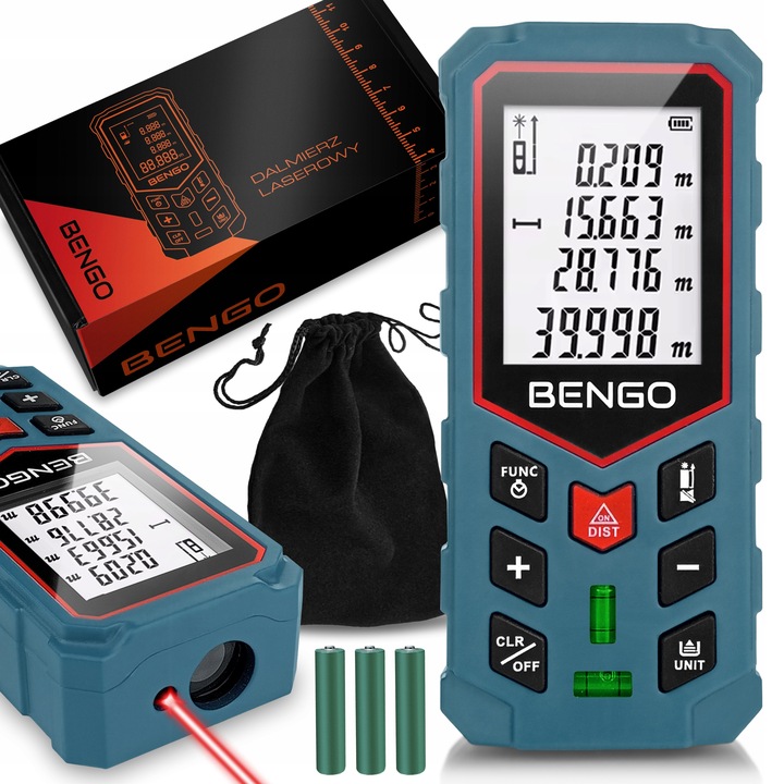 DALMIERZ LASEROWY 50m MIERNIK ODLEGŁOŚCI CYFROWY kątomierz poziomica