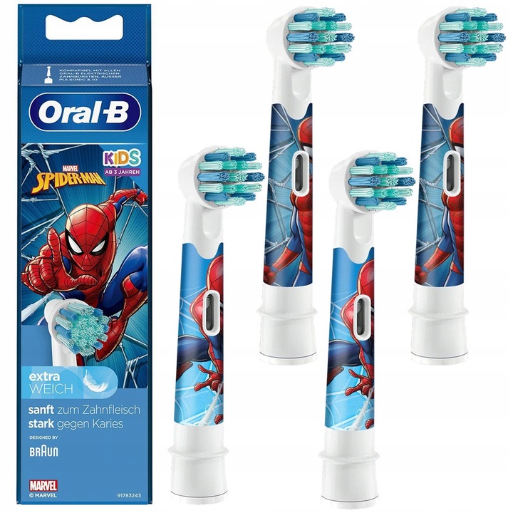 4x ORYGINALNA KOŃCÓWKA ORAL-B STAGES POWER KIDS SPIDERMAN DLA DZIECI