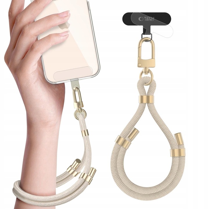 TECH-PROTECT C4S ROPE WRIST STRAP BEIGE/GOLD