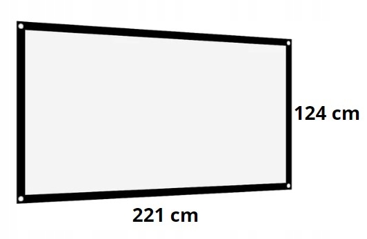 Duży EKRAN PROJEKCYJNY mata przenośna zwijana 100” 221x124 16:9 HDREADY 4K