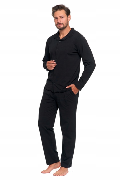 PIŻAMA MĘSKA BAWEŁNIANA ROZPINANA DŁUGI RĘKAW I SPODNIE WYGODNA MORAJ