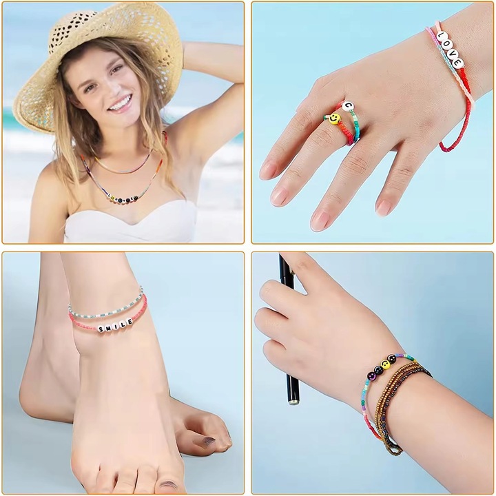 ZESTAW KORALIKÓW DO ROBIENIA BRANSOLETEK BIŻUTERII CHARMSY SERDUSZKA LITERY