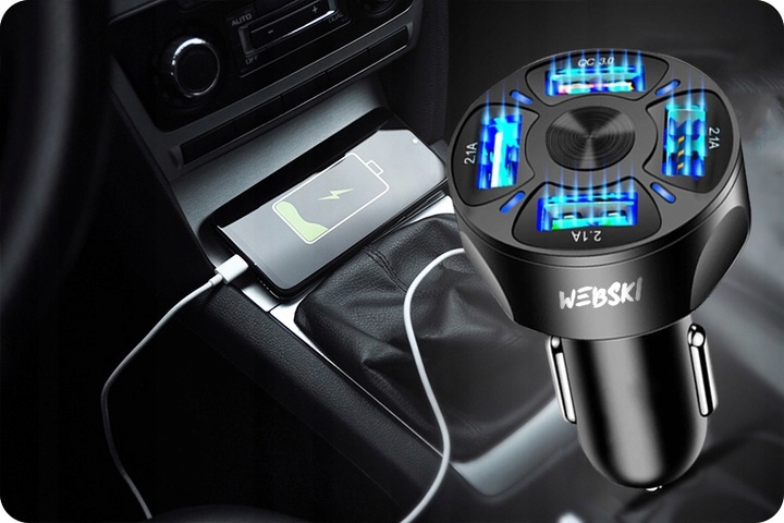 ZESTAW ŁADOWARKA 4xUSB 7A UCHWYT DO SZYBY DŁUGI ELASTYCZNY PODPÓRKA