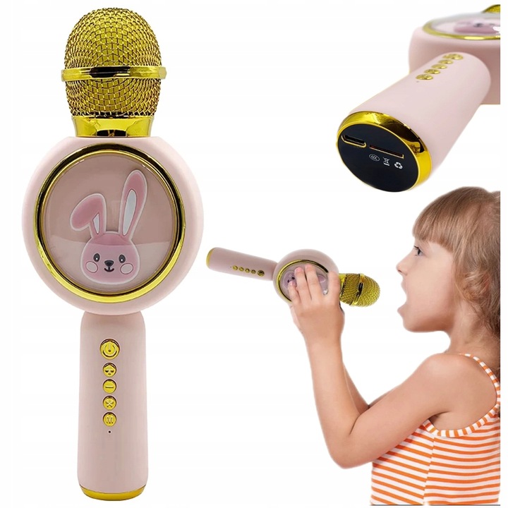 Mikrofon bezprzewodowy KARAOKE głośnik BLUETOOTH SŁODKI KRÓLIK dla