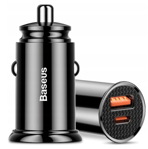 BASEUS MOCNA SZYBKA ŁADOWARKA SAMOCHODOWA USB USB-C TYP-C PD 30W QC 3.0 5A