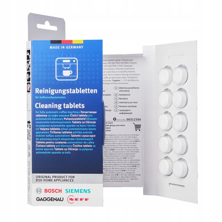 Tabletki Bosch Siemens czyszczące ekspres 312504