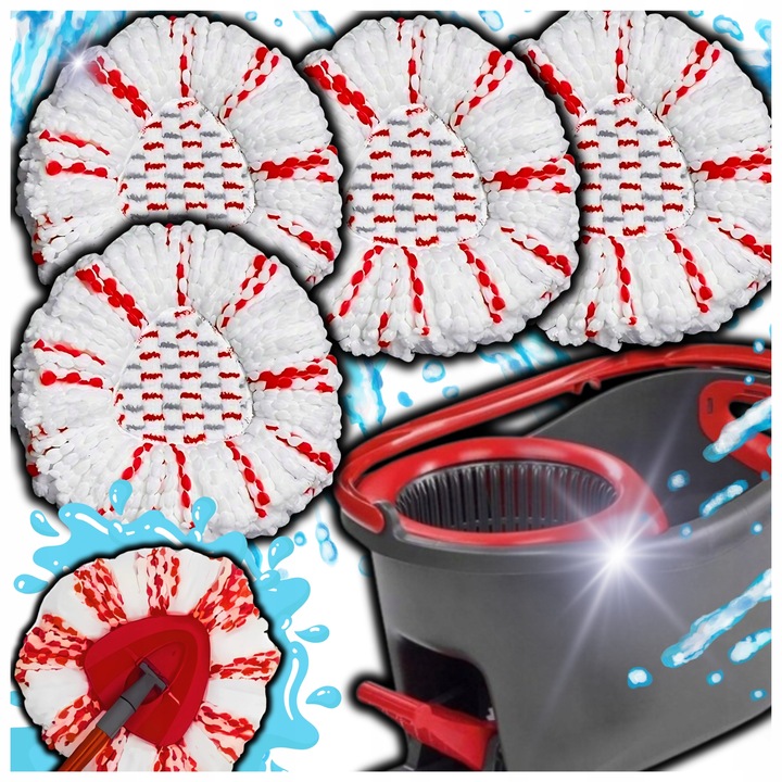 4x WKŁAD NAKŁADKA DO MOPA OBROTOWEGO VILEDA TURBO NOWY MODEL MOPOWANIE 3W1