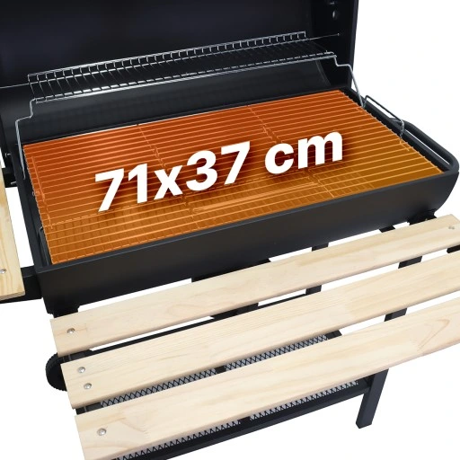 GRILL WĘGLOWY OGRODOWY 2 RUSZTY CHROMOWANE 2 PÓŁKI POPIELNIK TERMOMETR STAL