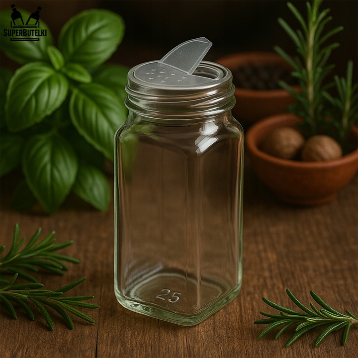 SZKLANE POJEMNIKI NA PRZYPRAWY 24x SŁOICZKI + 200 ETYKIET PRZYPRAWNIK