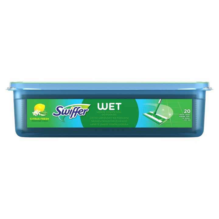 Swiffer Citrus Fresh, Ściereczki mokre do podłóg, wkłady wymienne, 20 sztuk